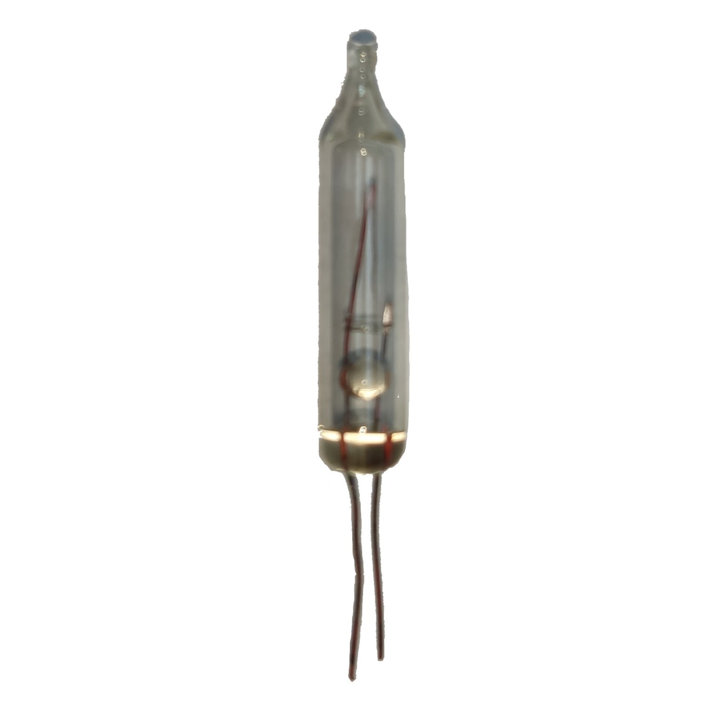 Glass tube with a metal cap on a white background