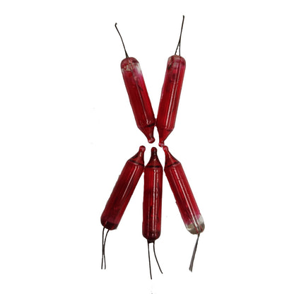 Red cylindrical objects with black wires on a white background
