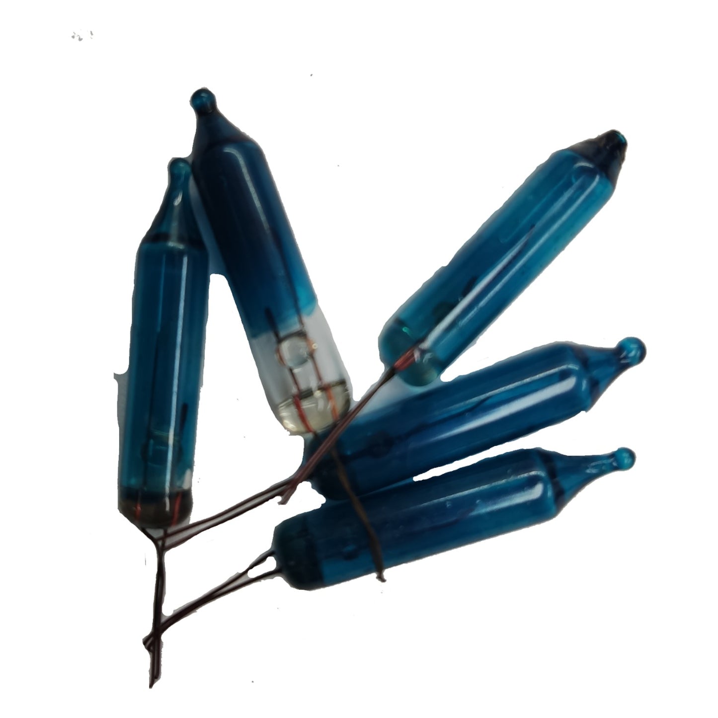 Blue ink cartridges on a white background