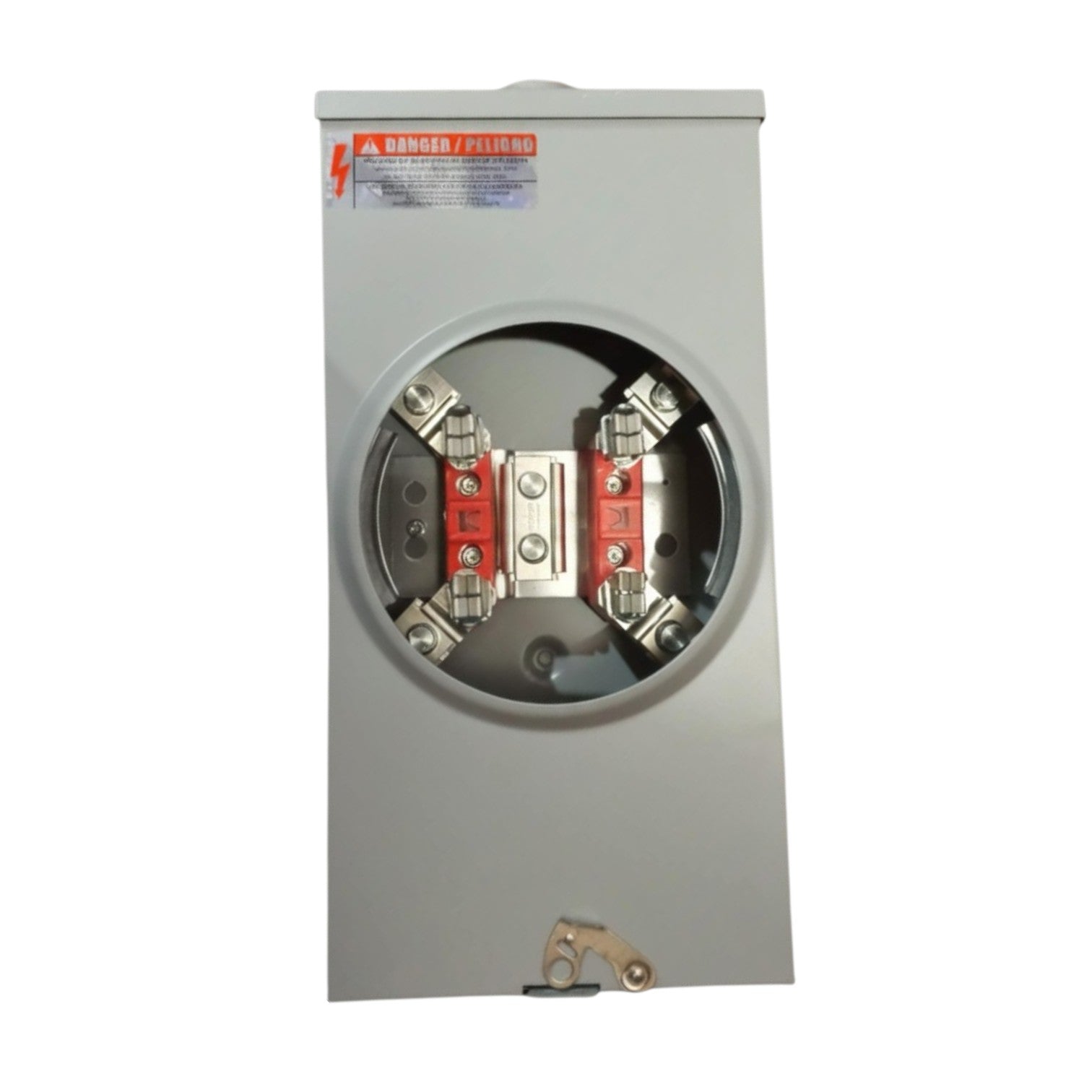 Electrical panel with wiring connections on a white background
