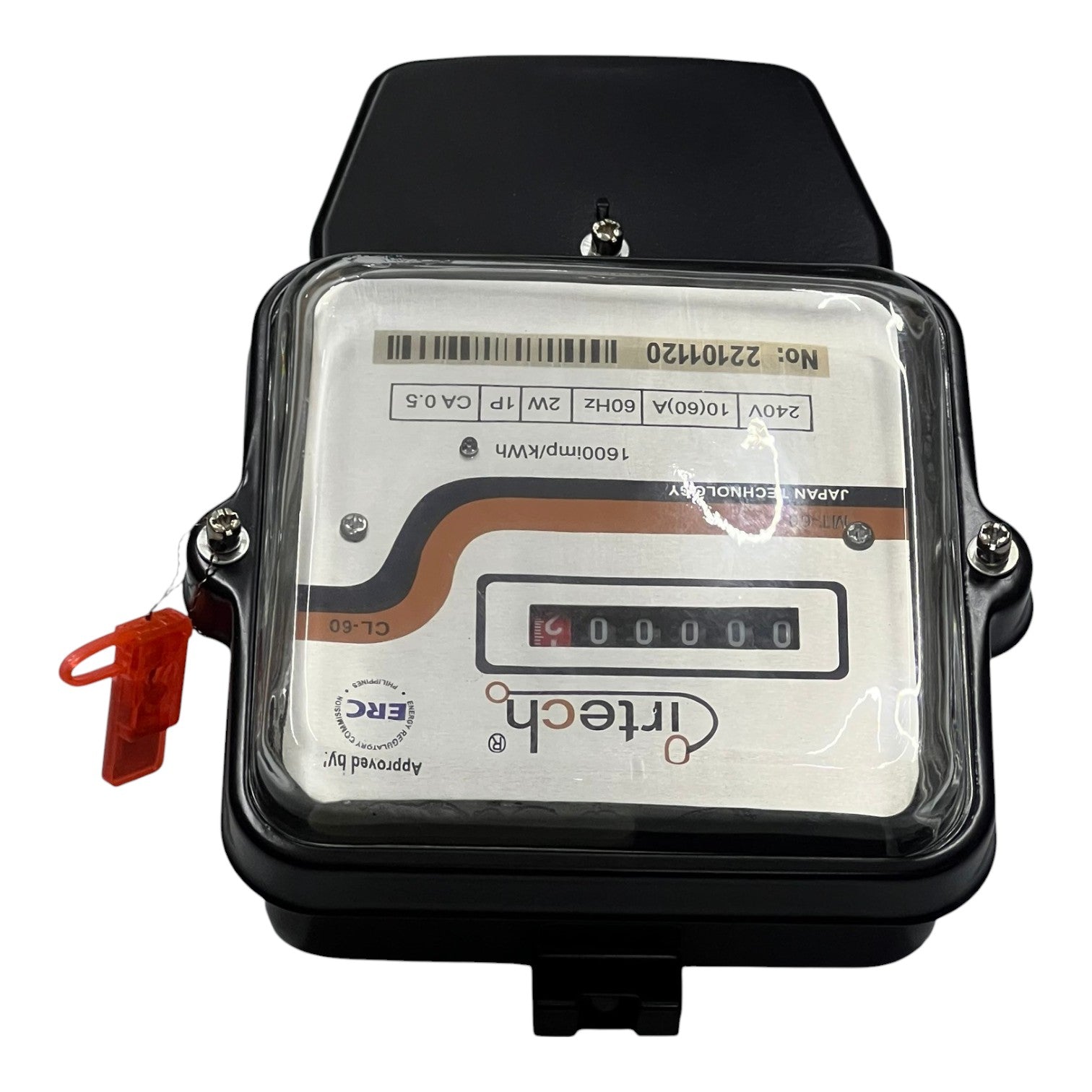 Electric meter with a clear cover on a white background Cirtech_KWH_Meter_60A_2W_Single_Phase_Submeter_2_Wire_Single_Phase_Analog_Electx_Electrical_Supply