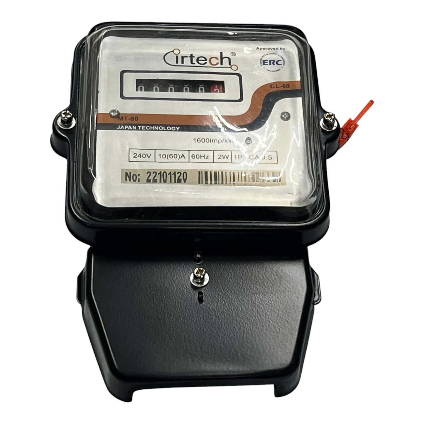 Electric meter with 'irtech' branding on a white background Cirtech_KWH_Meter_60A_2W_Single_Phase_Submeter_2_Wire_Single_Phase_Analog_Electx_Electrical_Supply