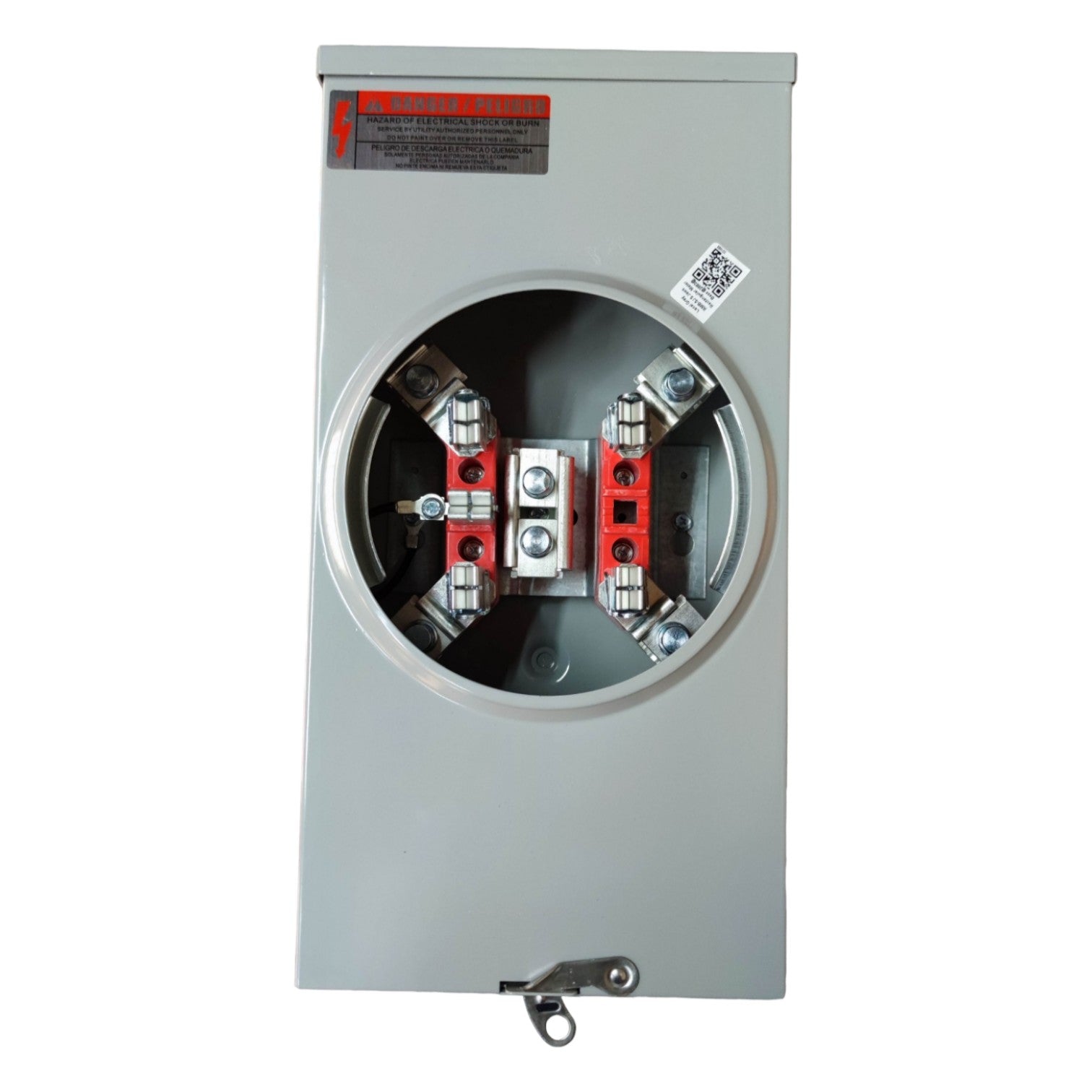 Electrical panel with wiring terminals on a white background