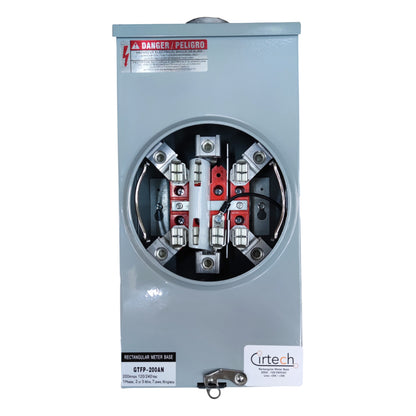 Cirtech Rectangular Meter Base  7 Jaws 1 1/2 Inch Hub, KWH Meter Base Max 200A