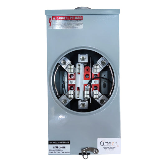 Cirtech Rectangular Meter Base  7 Jaws 1 1/2 Inch Hub, KWH Meter Base Max 200A