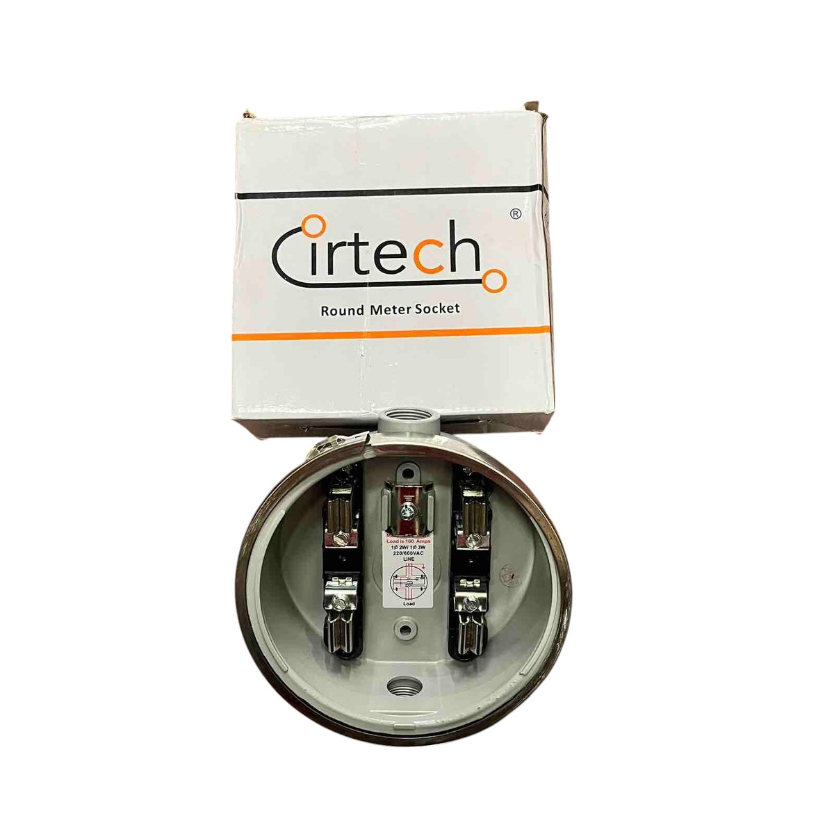 Cirtech round meter socket with packaging on a white background Citrtech Round Meter Base 3/4 Inch Electrical Meter Base, KWH Meter Base Electx Electrical Supply
