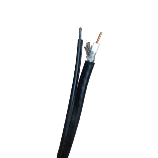 Comcom RG6 with Messenger coaxial cable and messenger wire with black outer jacket