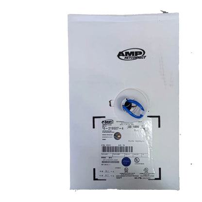 An AMP NetConnect replacement part in its white retail packaging, featuring a clear plastic window showing a blue and white connector inside, with a product label at the bottom.