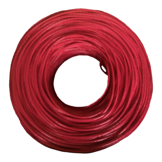 A coiled red cable or wire spool photographed on a plain white background.