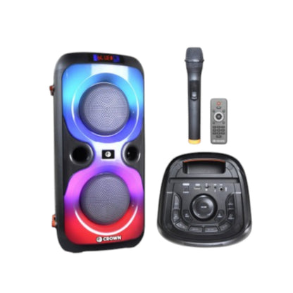 Crown 150W Portable Speaker  6 Woofer + 1.5 Tweeter w/ Remote Control  Wireless Mic, Rechargeable Battery PD-662