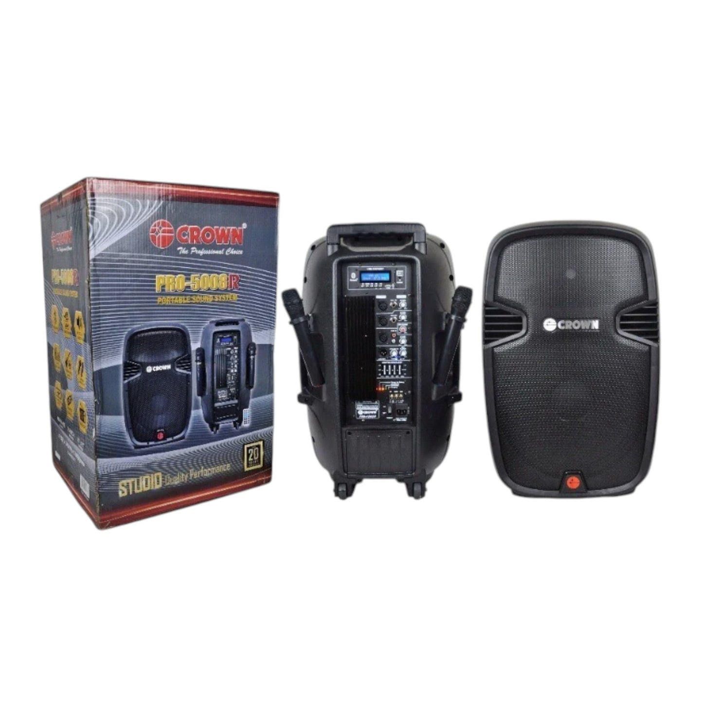 Crown Portable Speaker 600W 15 Inches Woofer + 12 x7 Inches Tweeter 2 Way 4-8 Ohms Portable Sound System PRO-5008