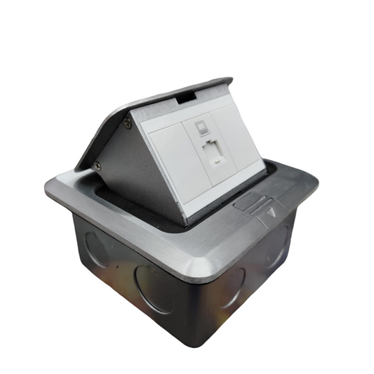 T&J Floor Outlet Pop-up 1 Gang CAT6 Outlet with metal frame for recessed floor installation