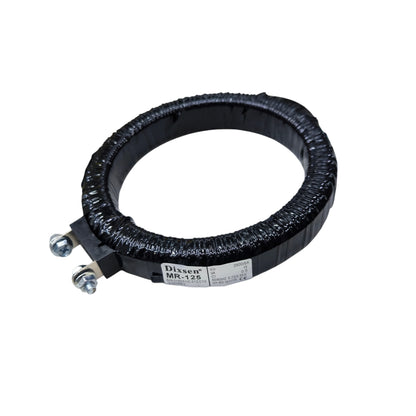 Black metal hose clamp on a white background Dixsen Current Transformer MR-125 2500:5A Donut Type Electx Electrical Supply