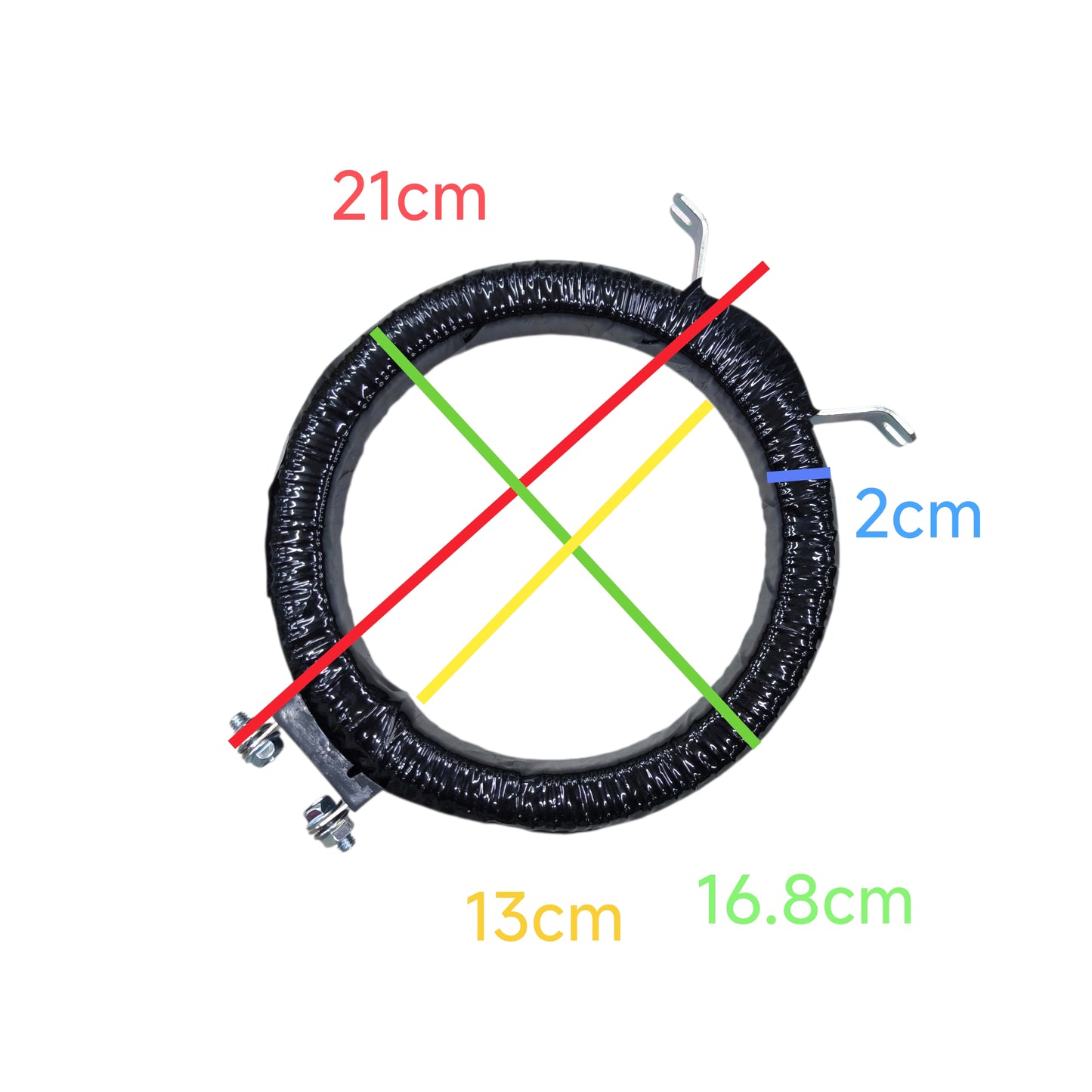 Measurement chart of a black circular object with labeled dimensions on a  white background Dixsen Current Transformer MR-125 2500:5A Donut Type Electx Electrical Supply