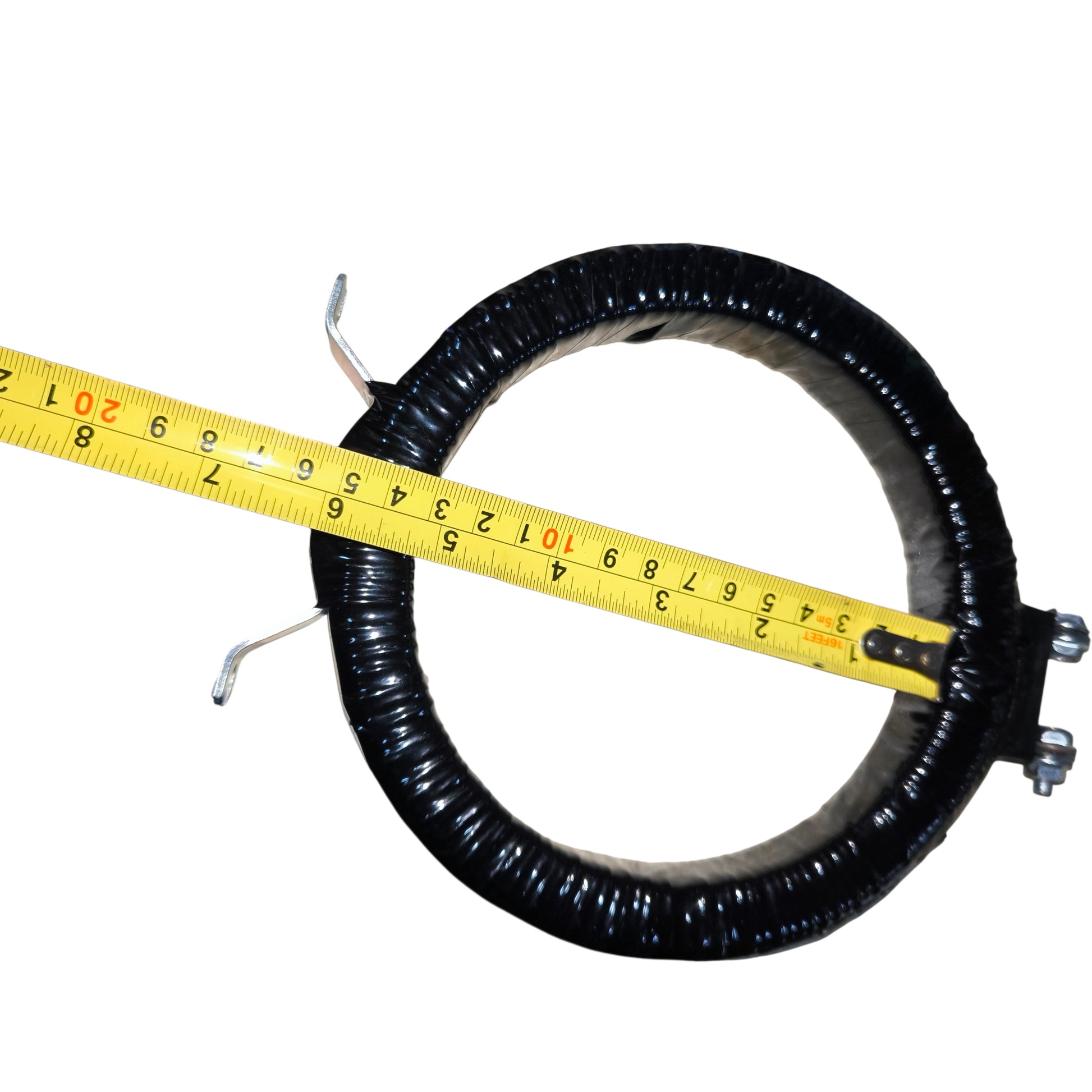 Black flexible hose with a yellow measuring tape around it on a white background Dixsen Current Transformer MR-125 2500:5A Donut Type Electx Electrical Supply