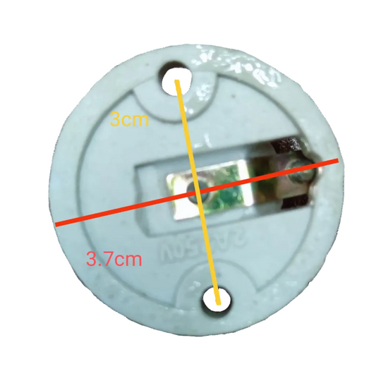 Round electronic component with measurements on a white background E14  Porcelain Socket Receptacle 2A 250V Electx Electrical SUpply