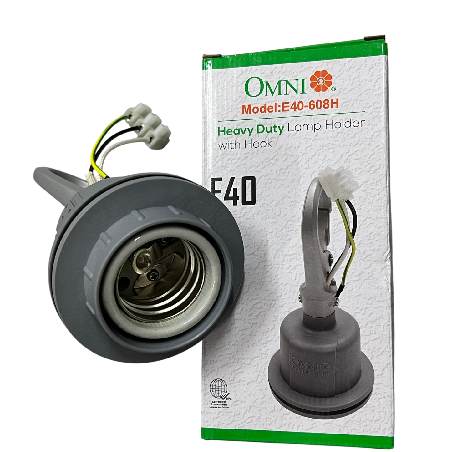 Omni Heavy Duty Lamp Holder E40, Outdoor E40 Socket  Straight Lamp Holder with Hook