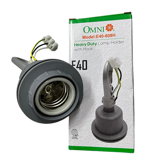 Omni Heavy Duty Lamp Holder E40, Outdoor E40 Socket  Straight Lamp Holder with Hook
