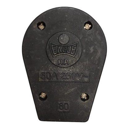 Black molded rubber grounding block with four pre-installed screws, featuring embossed branding 'EAGLE R.P.