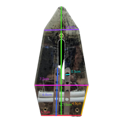 A transparent acrylic or plastic boat-shaped component shown on a white background with overlaid measurement lines and dimensions in centimeters.