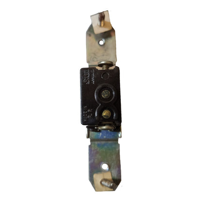 A single electrical fuse holder or fuse component with a black central body and metallic top and bottom terminals, shown on a plain white background.