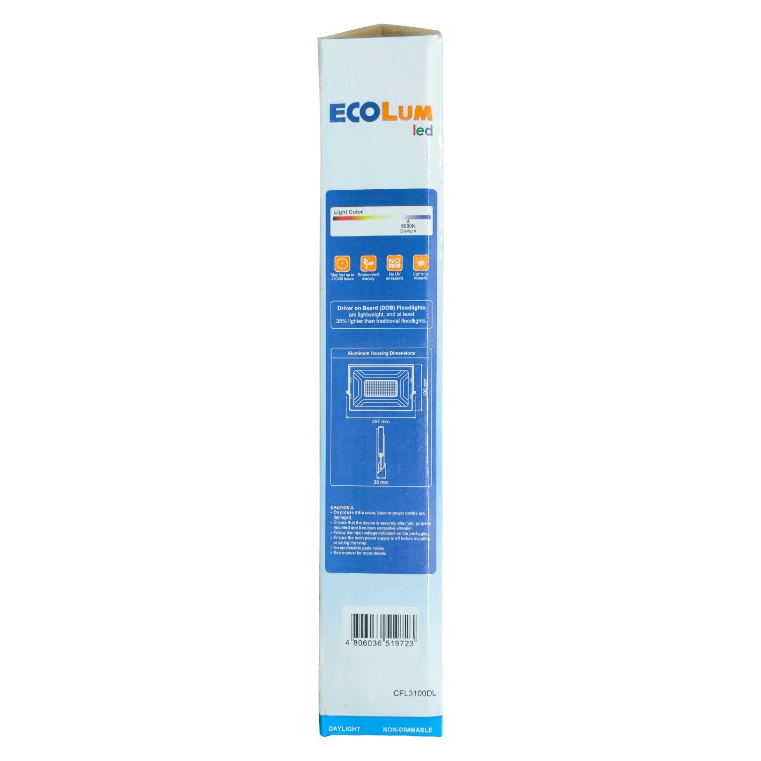 EcoLum LED packaging on a white background