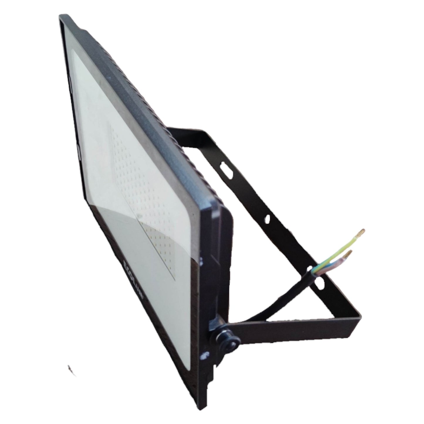 LED flood light with black frame on a white background