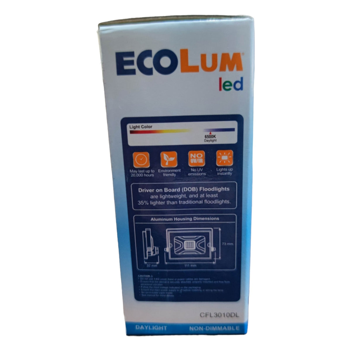EcoLum LED packaging on a white background