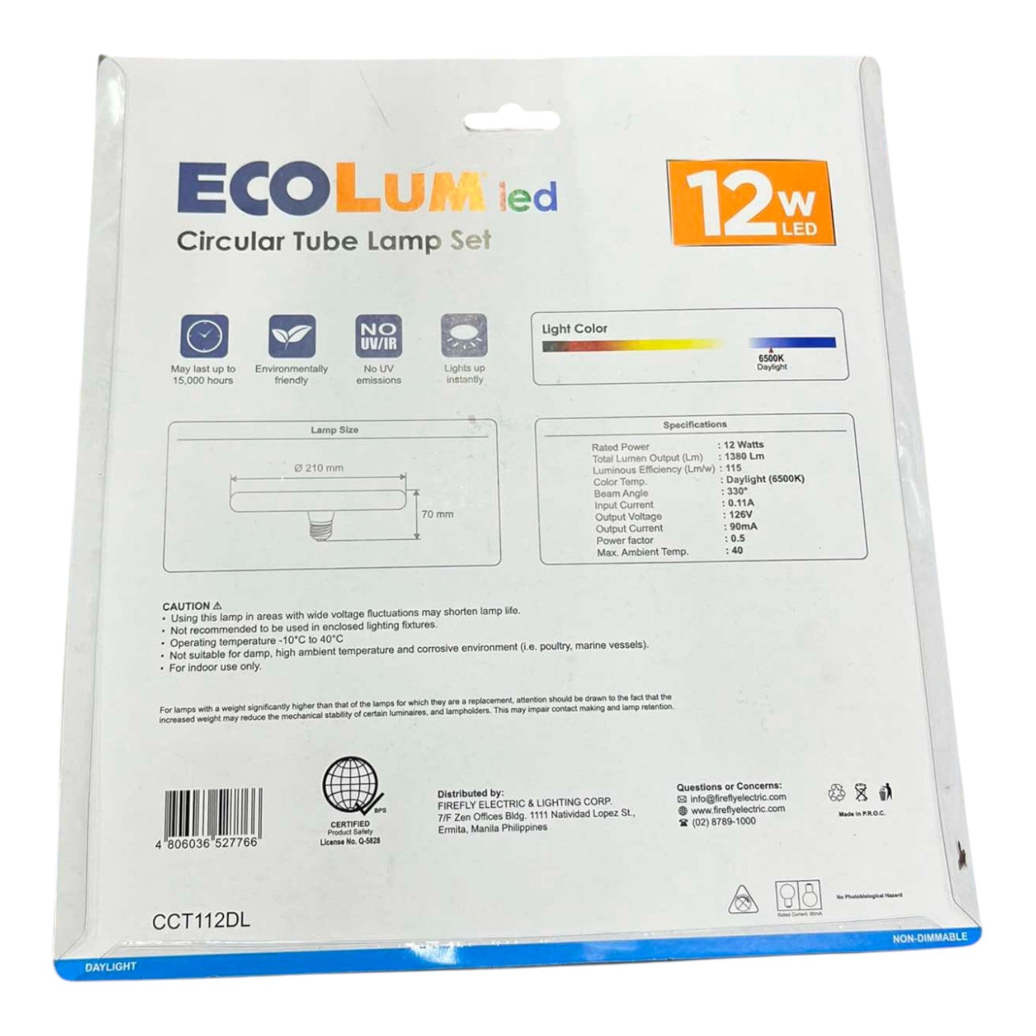 EcoLum LED circular tube lamp set packaging on a white background