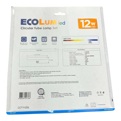 EcoLum LED circular tube lamp set packaging on a white background
