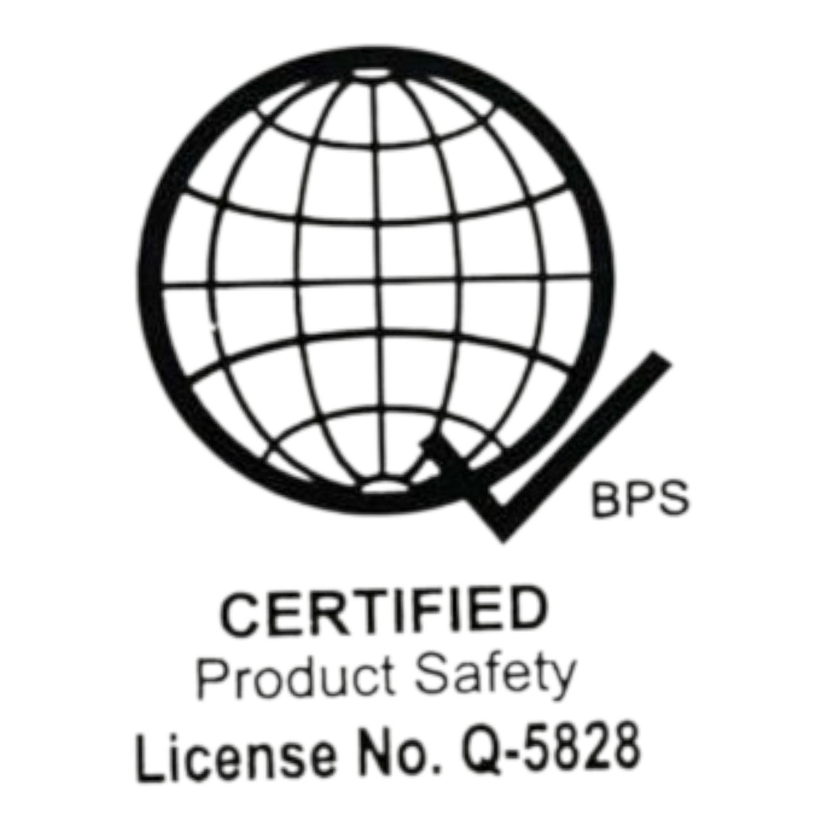 Certified Product Safety logo with a globe and text on a white background