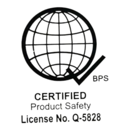 Certified Product Safety logo with a globe and text on a white background