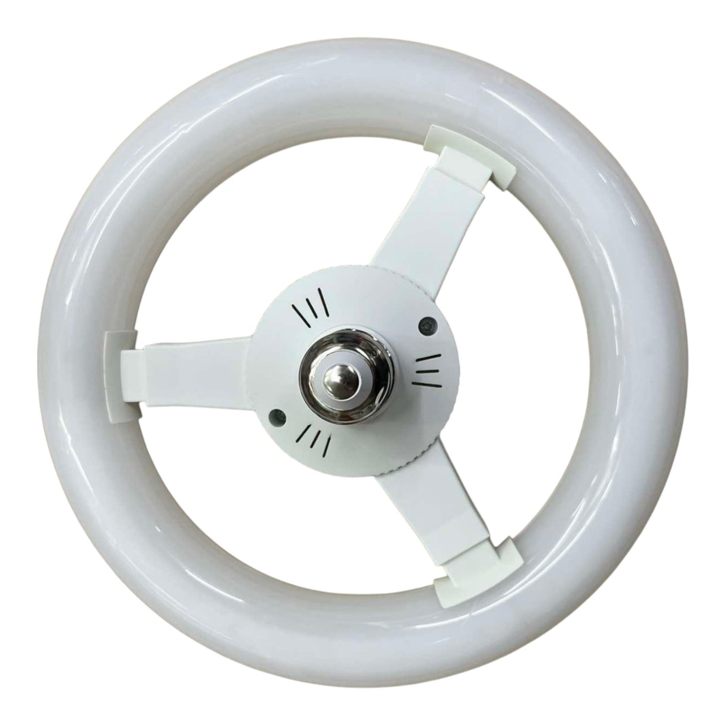 Circular light bulb on a white background