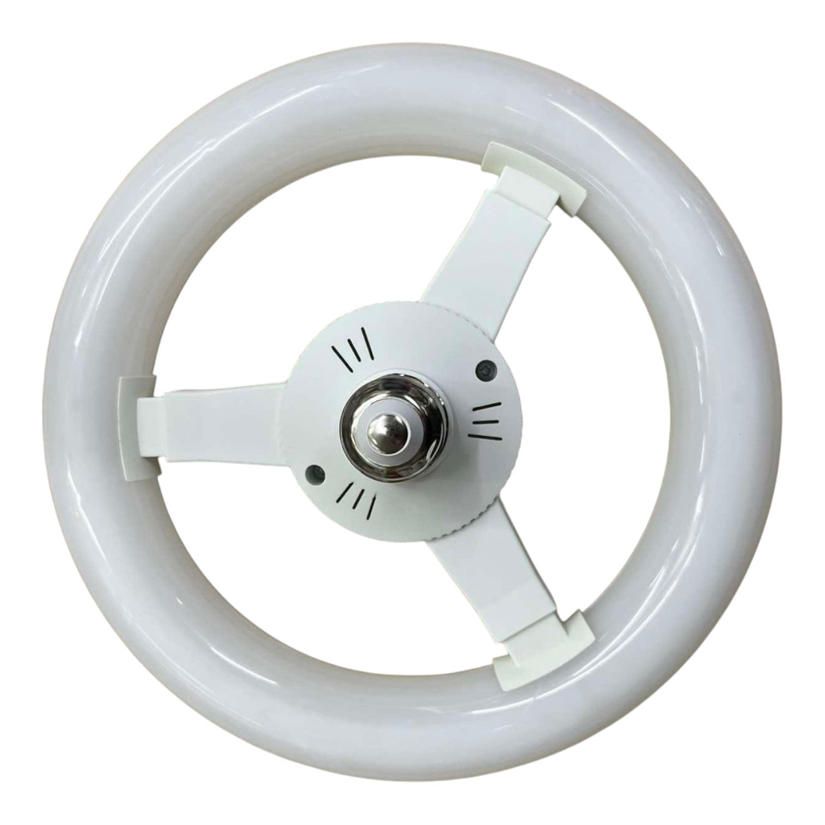 Circular light bulb on a white background