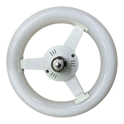 Circular light bulb on a white background