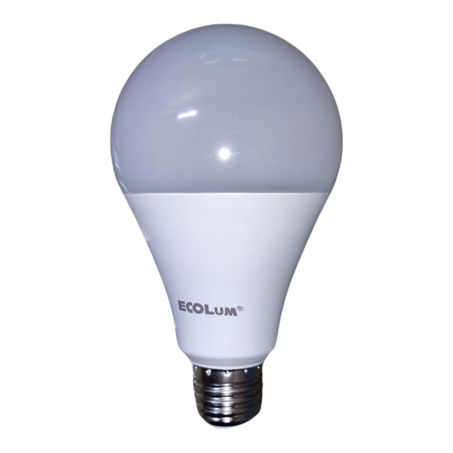 LED light bulb with Ecolum branding on a white background