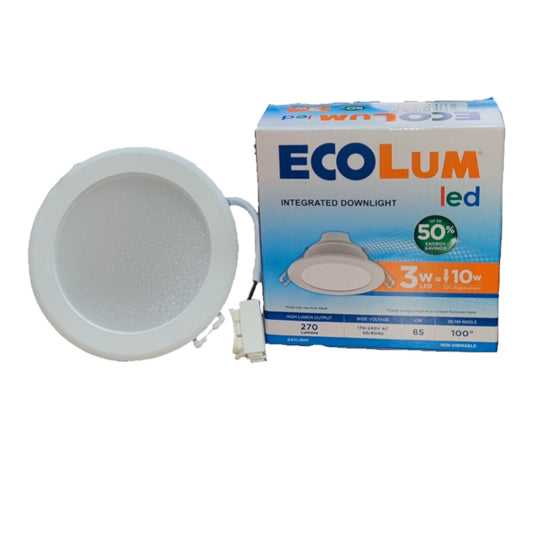 Ecolum LED integrated downlight with packaging on a white background