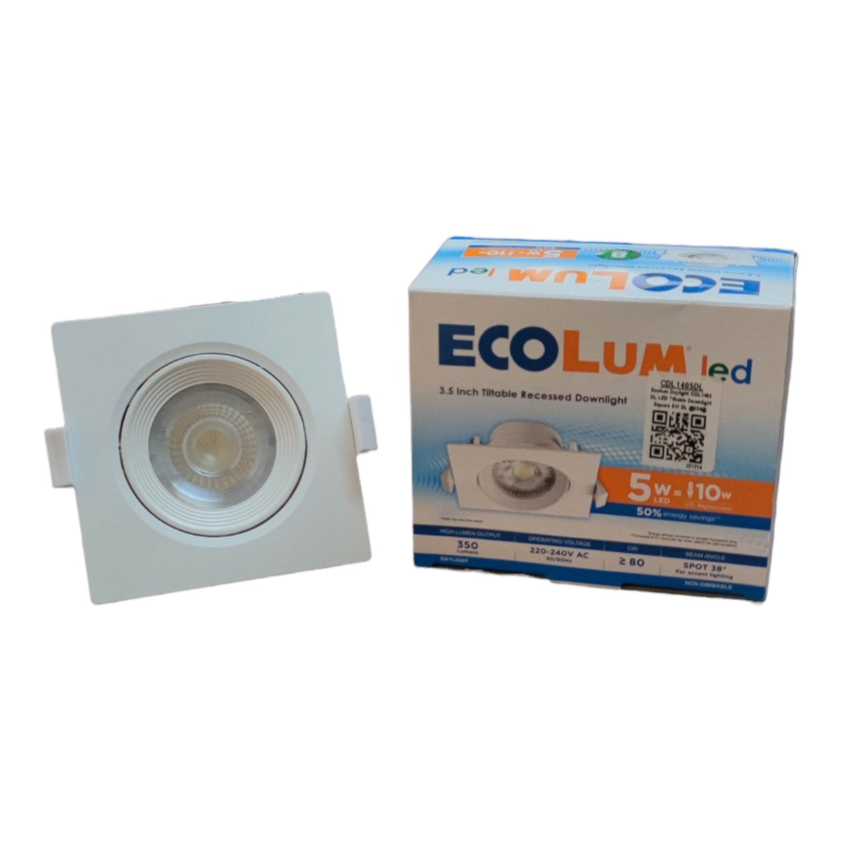 Ecolum 5W LED Tiltable Recessed Downlight 6500K 220V 3.5 Inches
