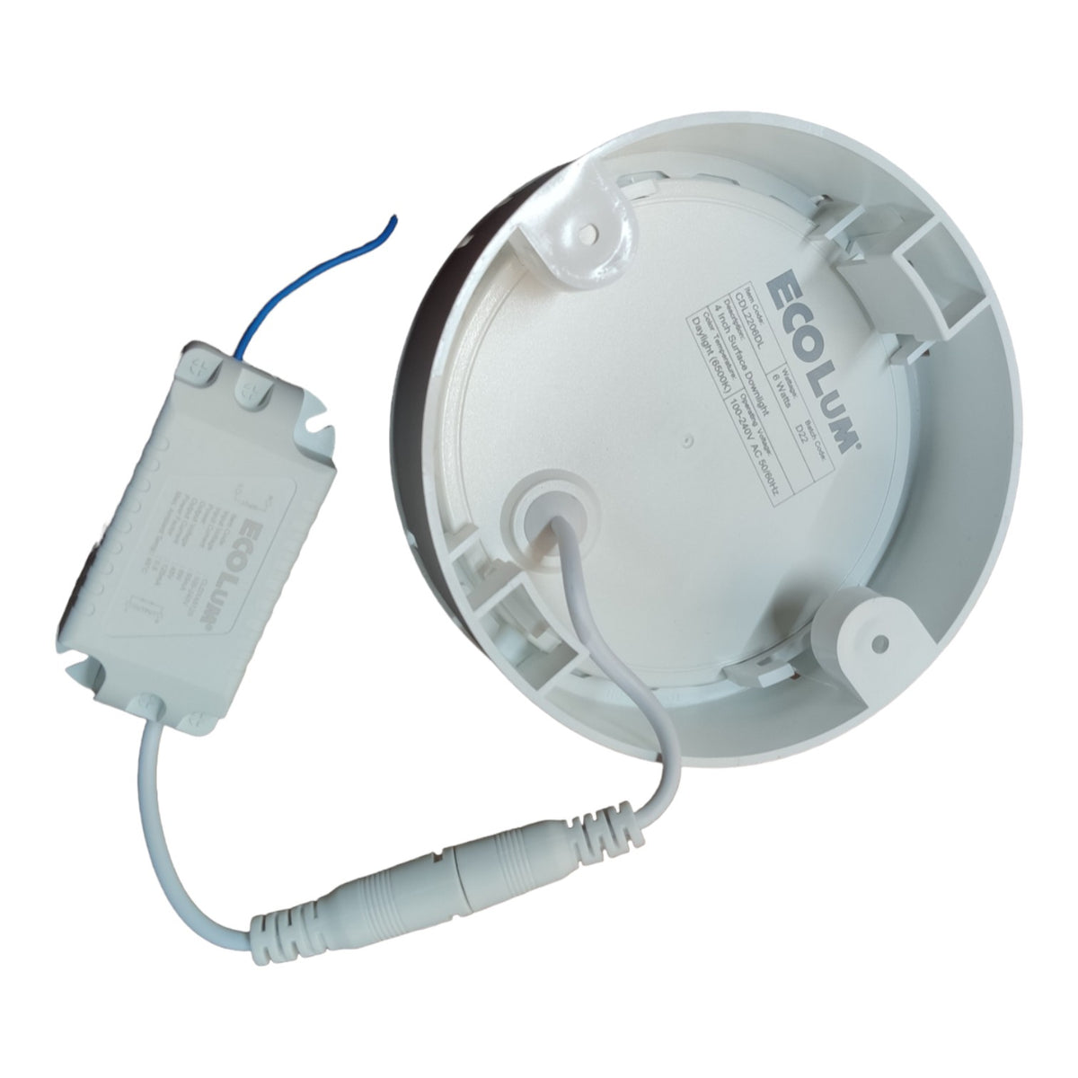 Light fixture with wiring on a white background, featuring the brand 'Ecolum'.