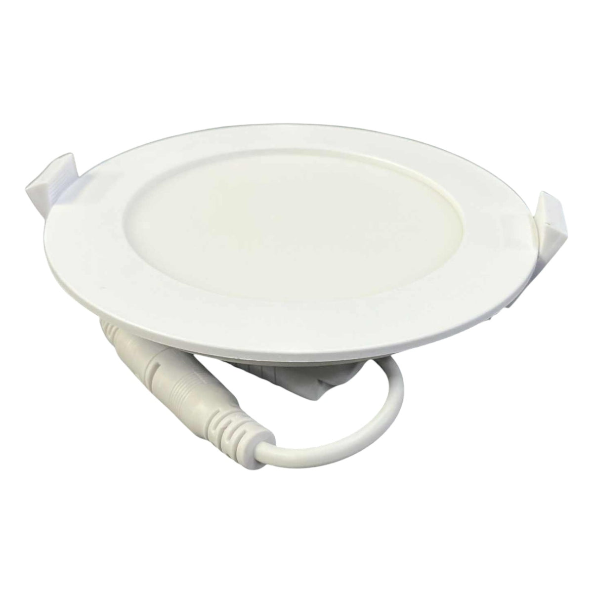 White recessed ceiling light on a white background