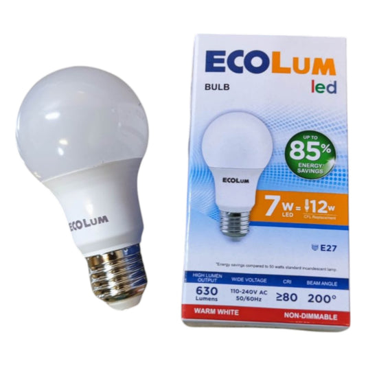 Ecolum LED bulb with packaging on a white background