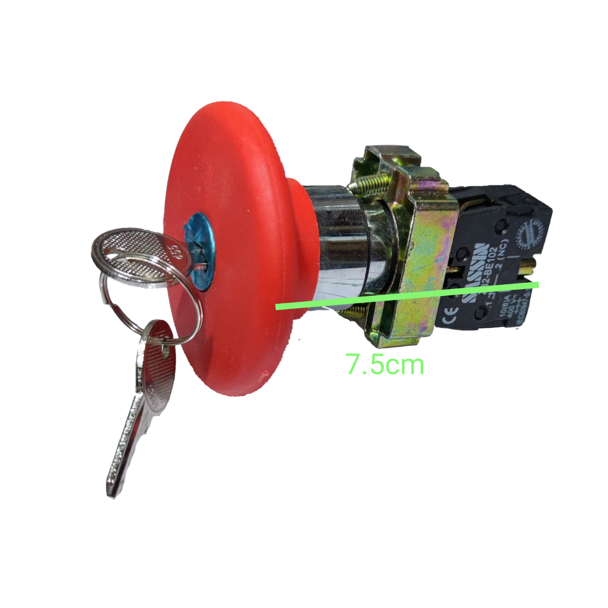 Sassin emergency push button key to unlock switch with 7.5cm length and attached keys
