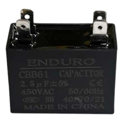 Enduro CBB61 capacitor with specifications on a white background