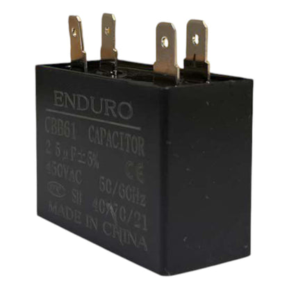 Black capacitor with 'Enduro' branding on a white background
