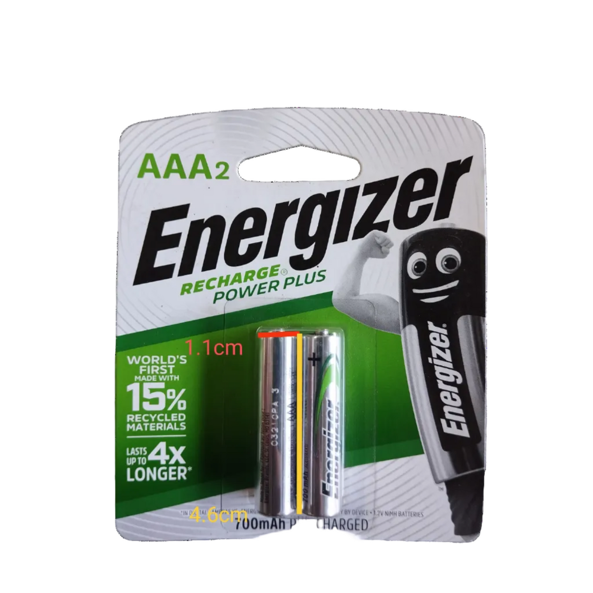 Energizer rechargeable AAA battery pack of 2 with pre-charged power and eco-friendly design