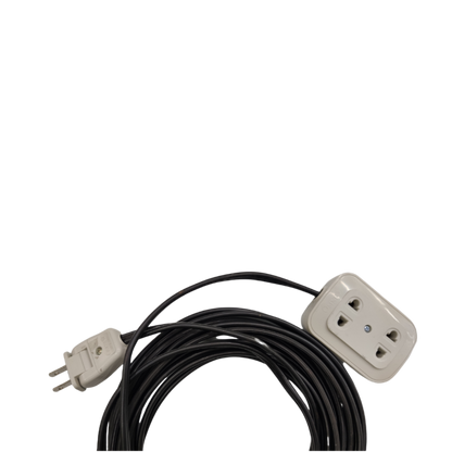 Omni extension cord 2200W 10A with black cable and white dual outlet plug