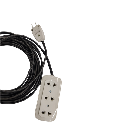 Omni power strip with Extension Cord 2200W 10A featuring three outlets and long black cable