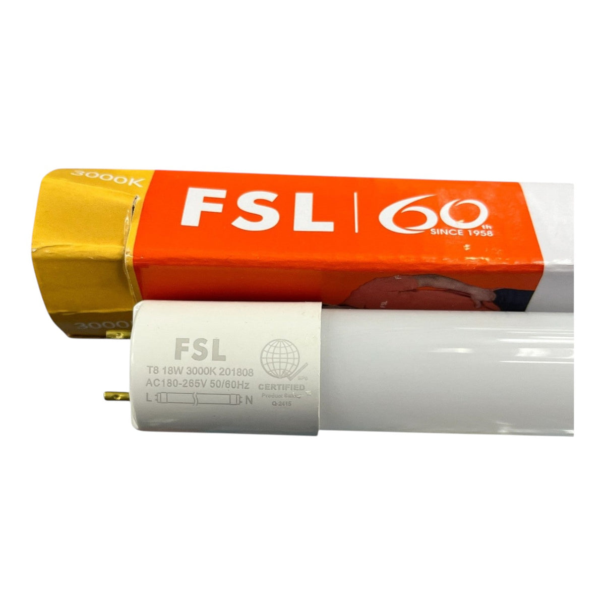 FSL 18W LED Fluorescent Tube T8 1.2M 220V Warm White 3000K Double Ended Electx Electrical Supply