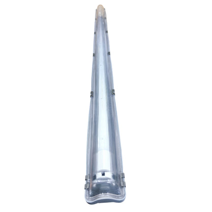 Clear plastic tube with a white cap on a white background