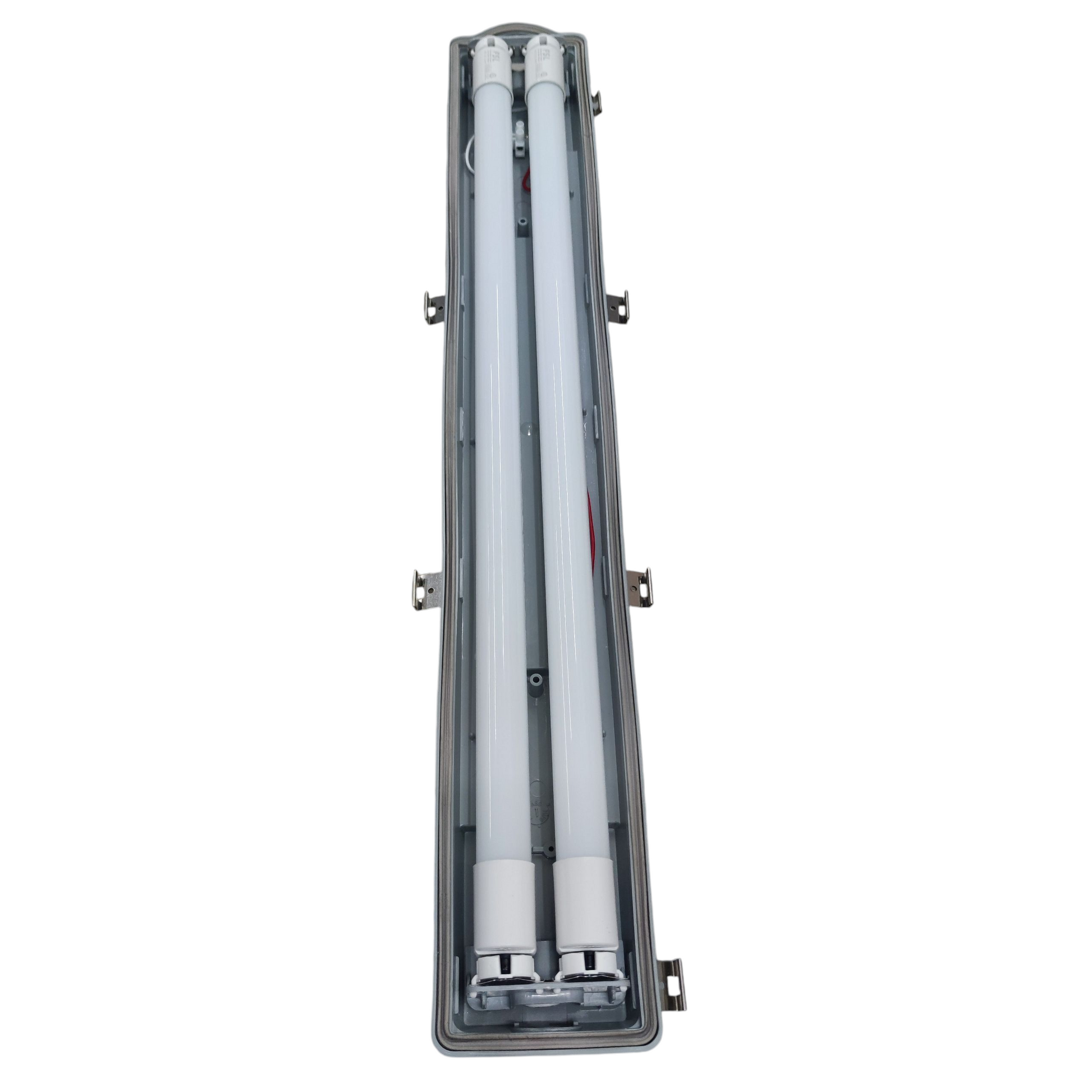 Tubular light fixture on a white background